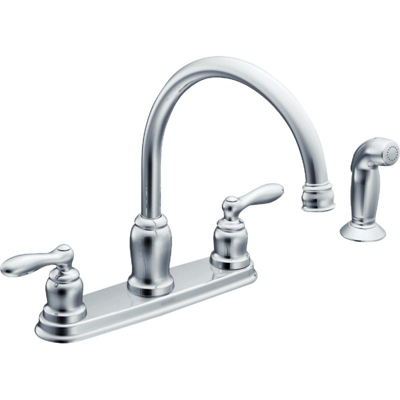 Moen Caldwell Double Handle Kitchen Faucet with Matching Side Sprayer Traditional