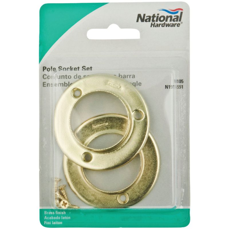 National Closet Rod Socket Satin Brass