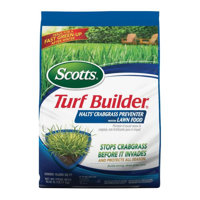 Scotts Turf Builder 32367F Crabgrass Preventer with Lawn Food, 13.35 lb Bag, Solid, 30-0-4 N-P-K Ratio Light Yellow