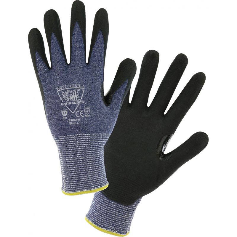 West Chester Protective Gear Barracuda 15-Gauge Nitrile Coated Glove M, Black &amp; Blue