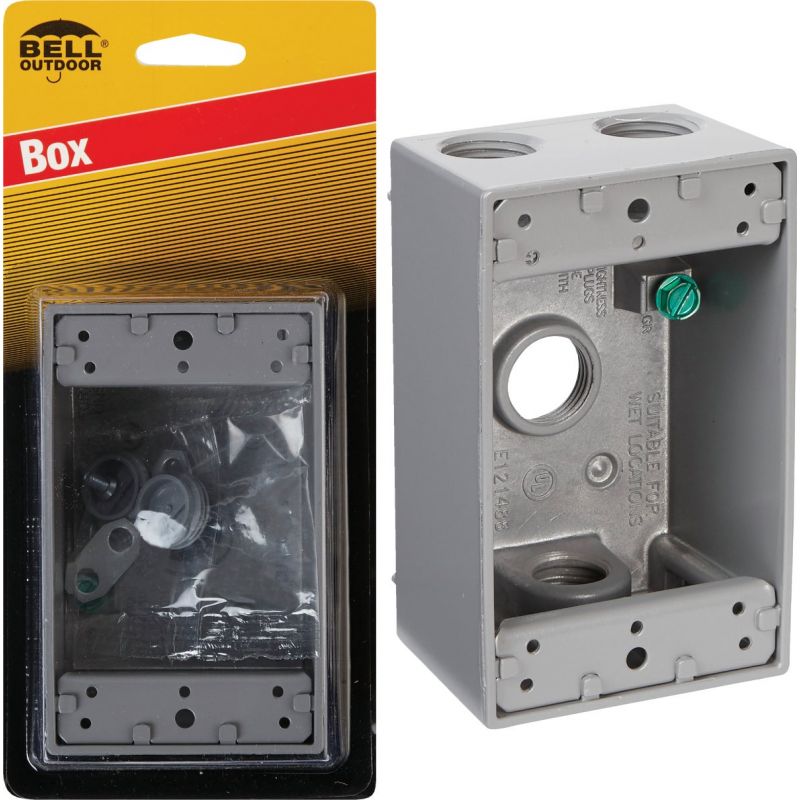Bell Weatherproof Die-Cast Aluminum Outdoor Outlet Box Gray