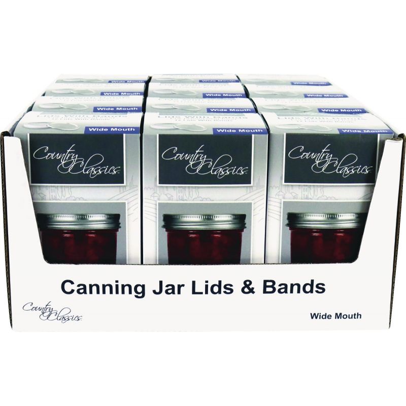Country Classics Tinplate Steel Canning Lids with Bands Silver (Pack of 12)