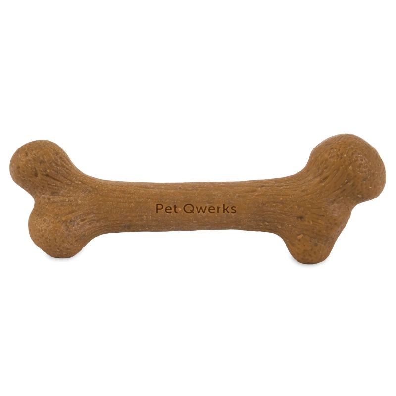 Petmate BarkBone 36035 Dog Toy, L, Peanut Butter, Chew Toy, Natural Instincts Infused Wood Dinosaur, Nylon L