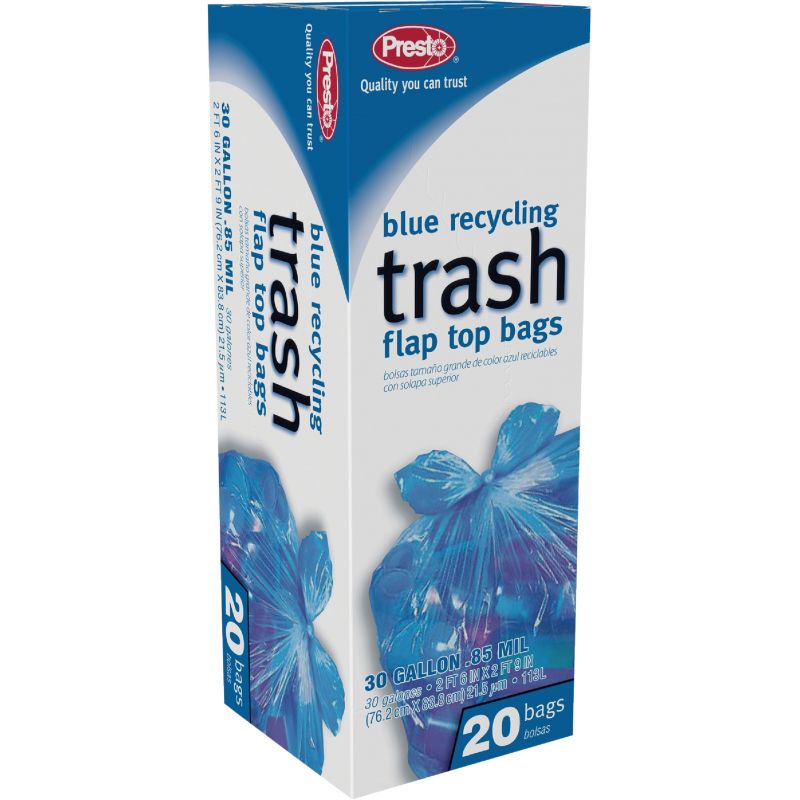 Presto Blue Recycling Trash Bag 30 Gal., Blue