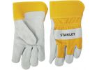 Stanley Cowhide Leather Palm Work Gloves L, Gray &amp; Yellow