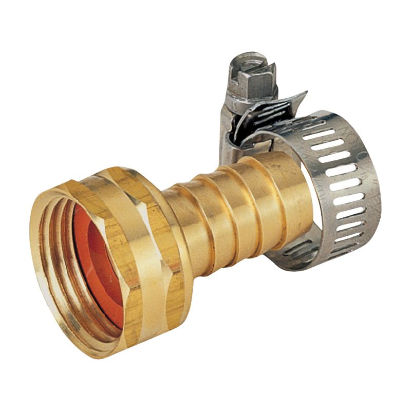 Landscapers Select GB958F3L Garden Hose Coupling with Clamp, 5/8 in, Female, Brass, Brass Brass