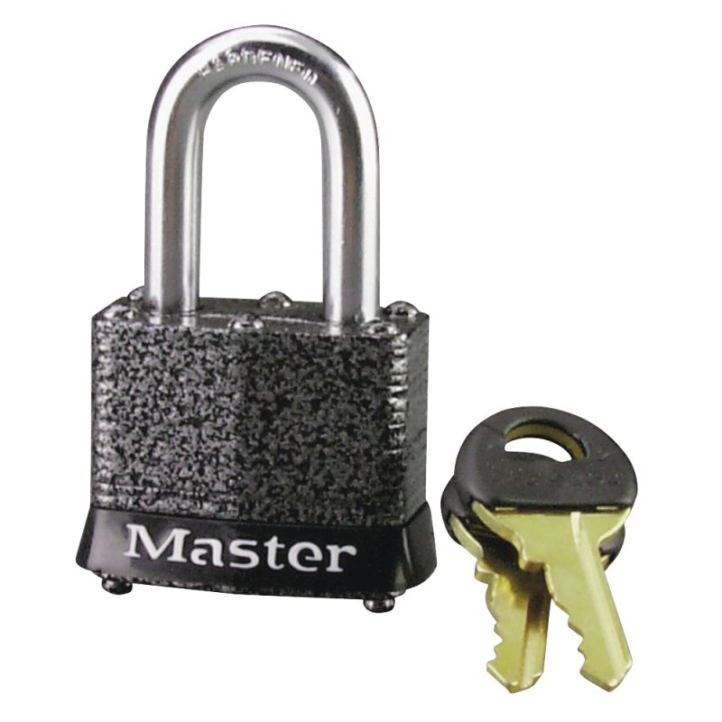 Master Lock 380D Padlock, Keyed Different Key, 9/32 in Dia Shackle, 1-1/8 in H Shackle, Steel Shackle, Steel Body Silver