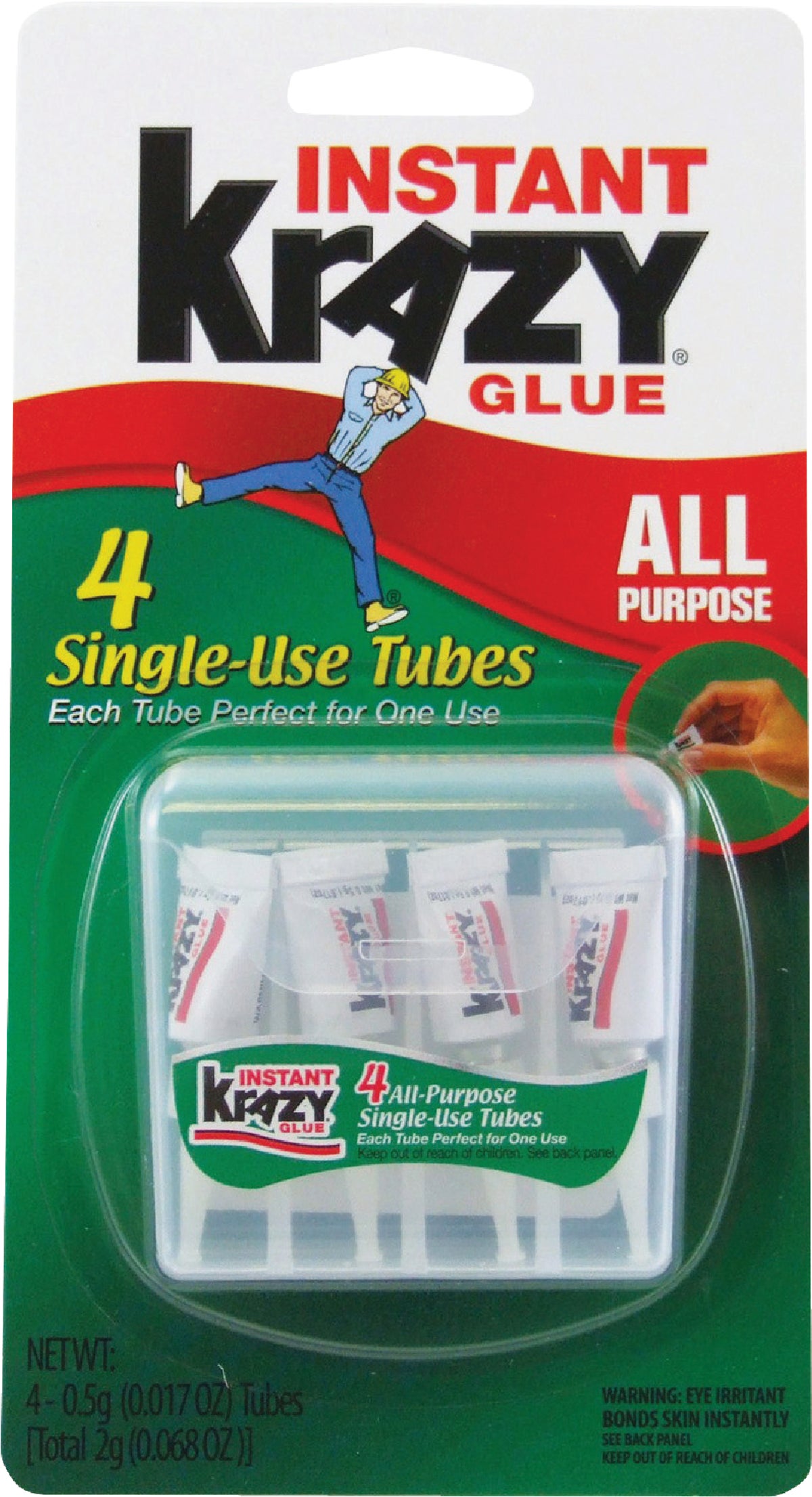 Krazy Glue Instant Glue - Single-Use Tubes, 4 each