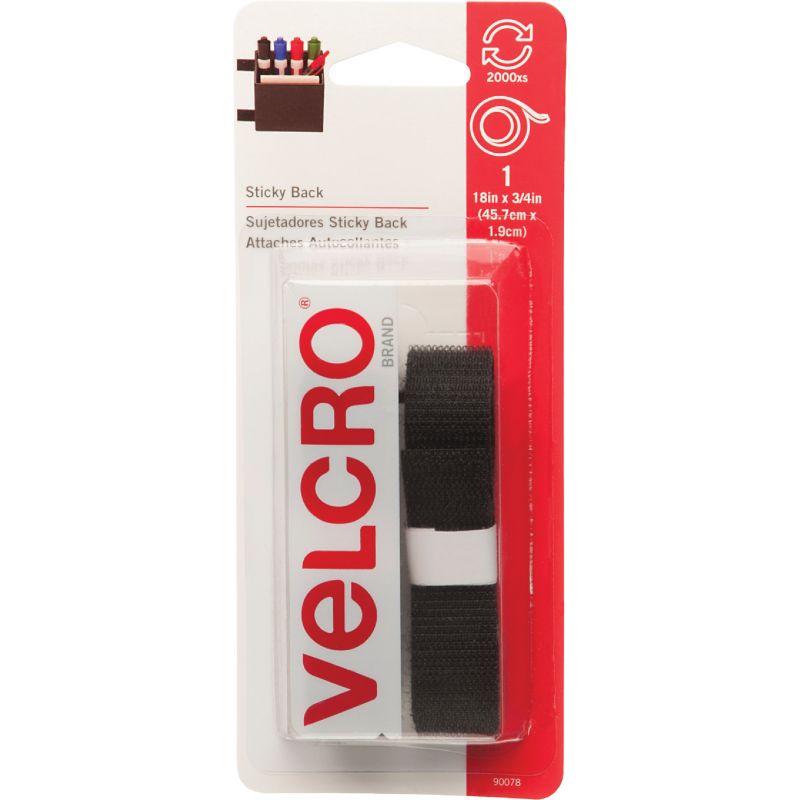 VELCRO Brand Sticky Back Reclosable Hook &amp; Loop Roll Black