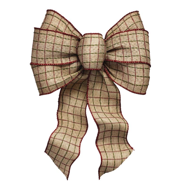 Holidaytrims 6127 Deluxe Bow, Rustic Plaid Design, Fabric