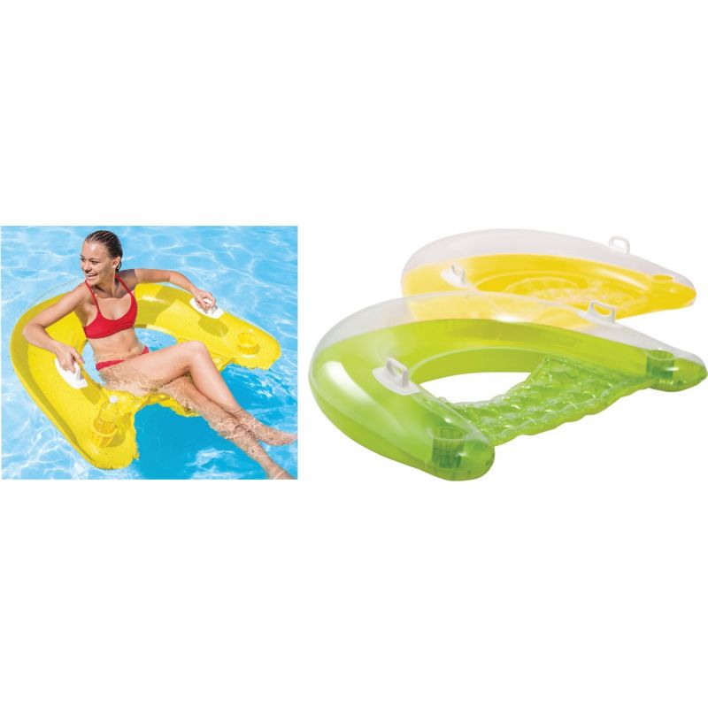 Intex Sit N Float Inflatable Lounge Chair Green Or Yellow, Floating Lounge Chair