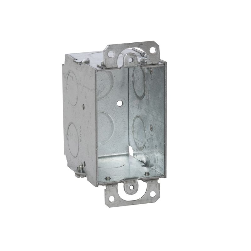 Raco 8500 Switch Box, 1-Gang, 8-Knockout, 1/2 in Knockout, Steel, Gray Gray