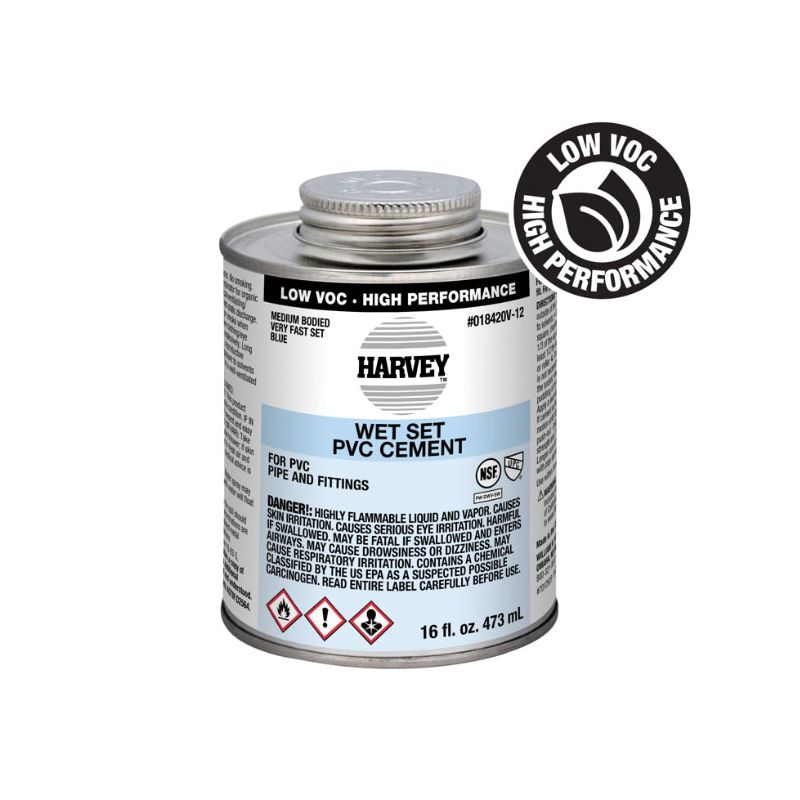 Harvey 018420V-12 Medium-Bodied Fast Set Cement, 16 oz Can, Liquid, Blue Blue