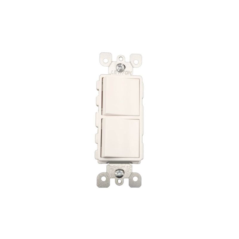 Leviton 012-05643-00W Combination Switch with Ground Screw, 15 A, 120/277 V, SPST, Lead Wire Terminal, White White