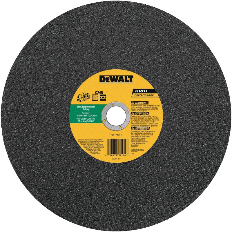 DeWALT DW8027 High-Speed Cutting Wheel, 12 in Dia, 1/8 in Thick, 20 mm Arbor, Silicone Carbide Abrasive