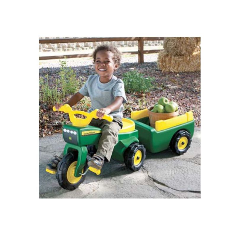 John Deere Toys 46088 Trike with Cart, 18 Months and Up, Plastic, Internal Light/Music: Internal Light and Music