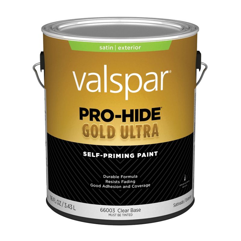 Valspar Pro-Hide Gold Ultra 6600 07 Latex Paint, Acrylic Base, Satin Sheen, Clear Base, 1 gal Clear Base