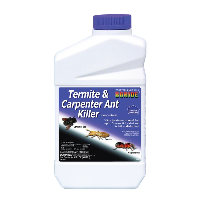 Bonide 568 Termite and Carpenter Ant Control, Liquid, 32 oz Bottle Brown/Yellow