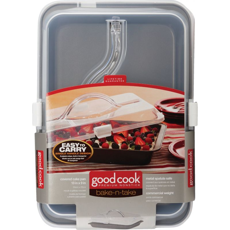GoodCook Dishwasher Safe Nonstick Steel Cake and Brownie Pan, 11'' x 7'',  Gray