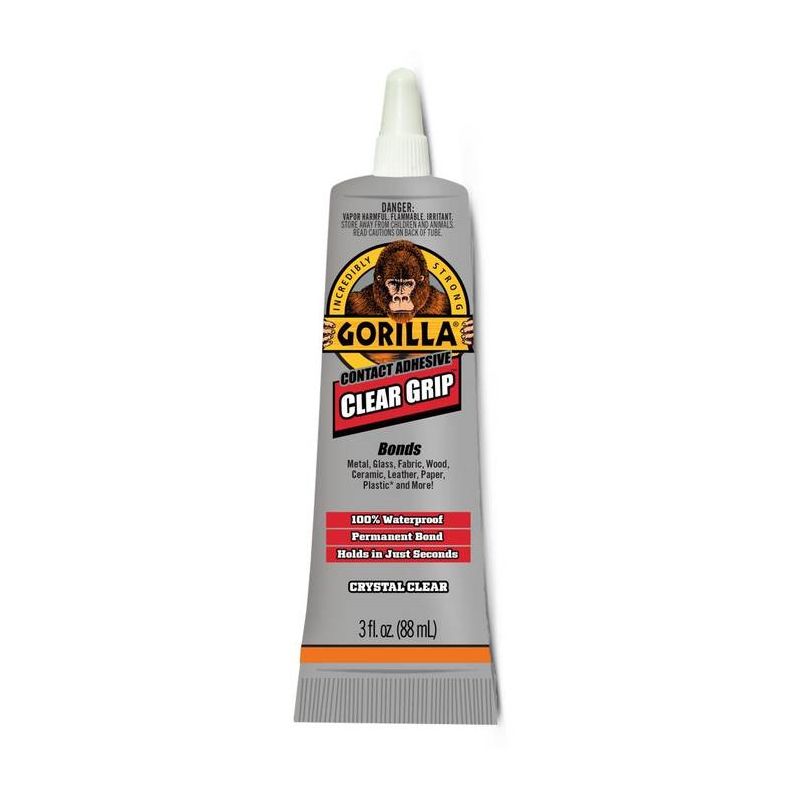 Gorilla Clear Grip 8040002 Contact Adhesive, Clear, 3 oz Clear