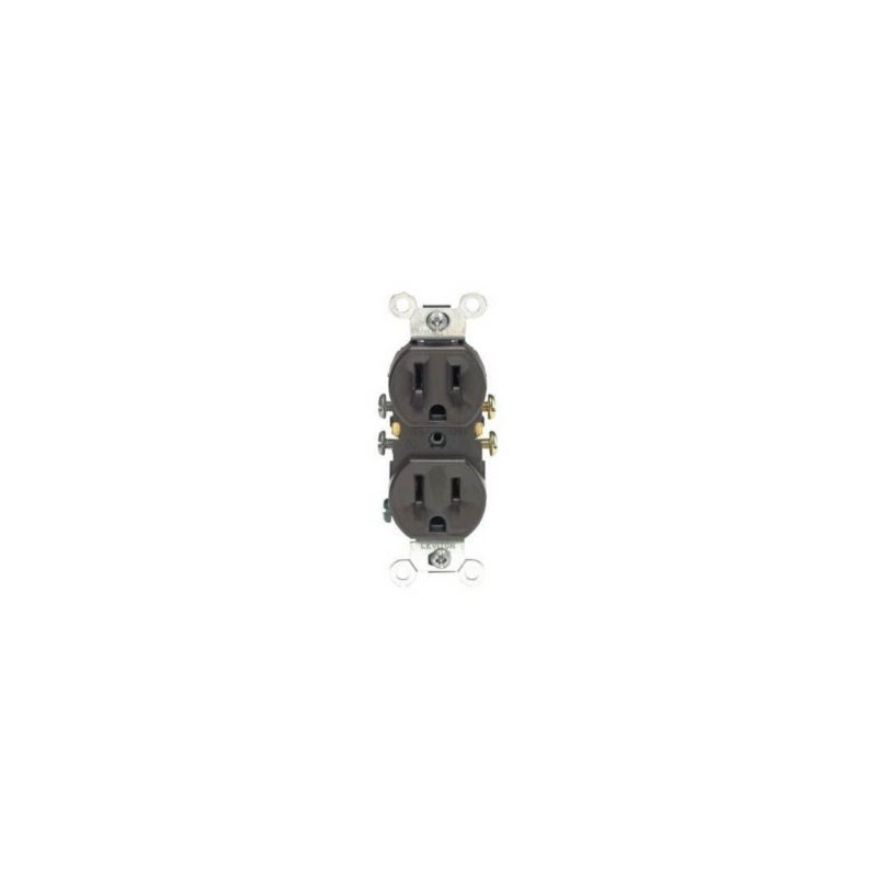 Leviton S00-05320-00S Duplex Receptacle, 2 -Pole, 15 A, 125 V, Push-In, Side Wiring, NEMA: 5-15R, Brown Brown