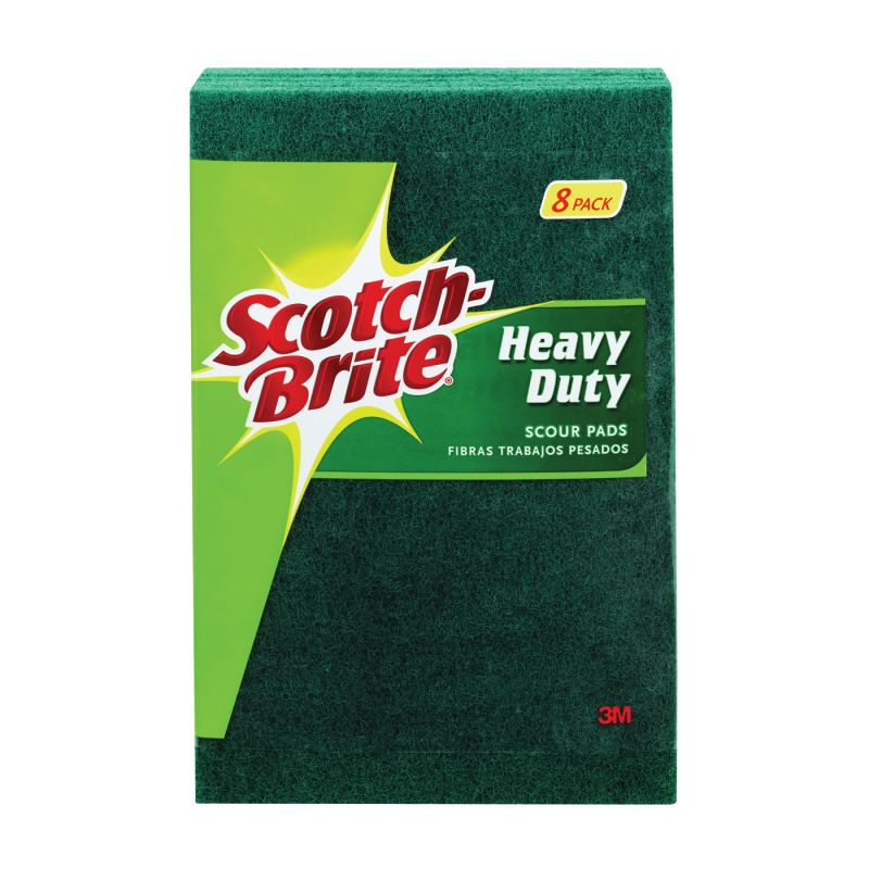 Scotch-Brite 228 Scour Pad, 6 in L, 3.8 in W, Green Green