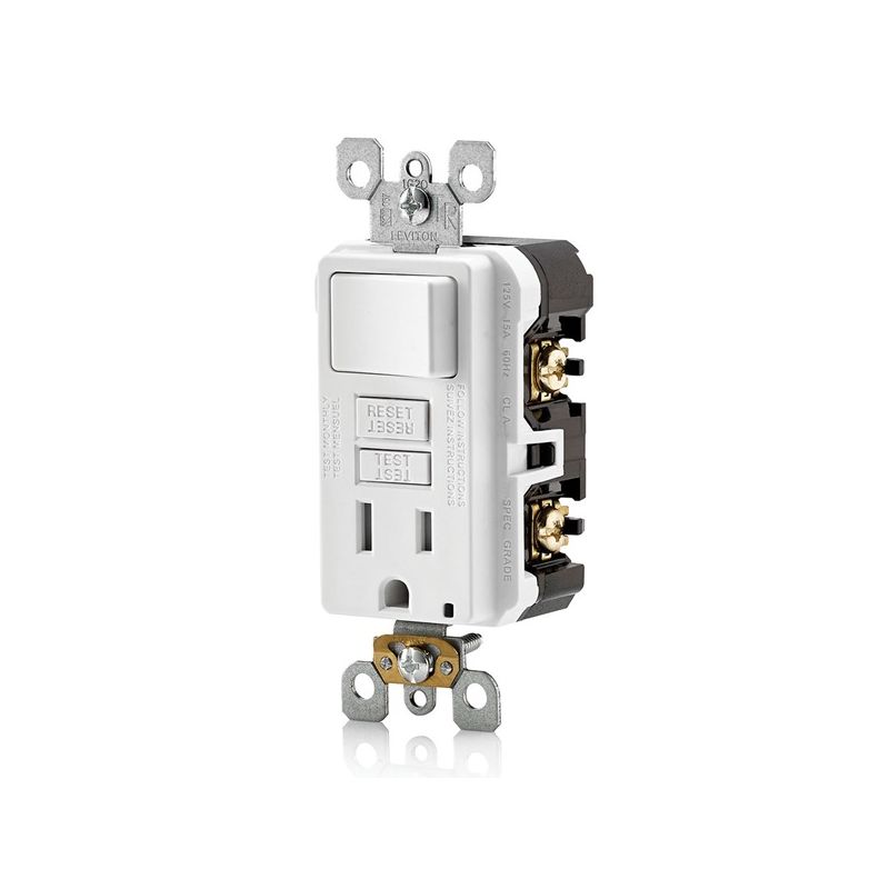 Leviton C92-GFSW1-00W Combination Switch, 2 -Pole, 15 A, 125 V, White White