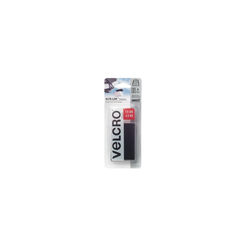 VELCRO Brand VEL-30643-USA Fastening Strip, 3 in L, Plastic Black