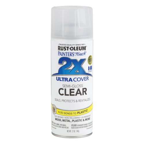 Rust-Oleum 249859 Painter's Touch 2X Ultra Cover Spray Paint, 12 oz,  Semi-Gloss Clear