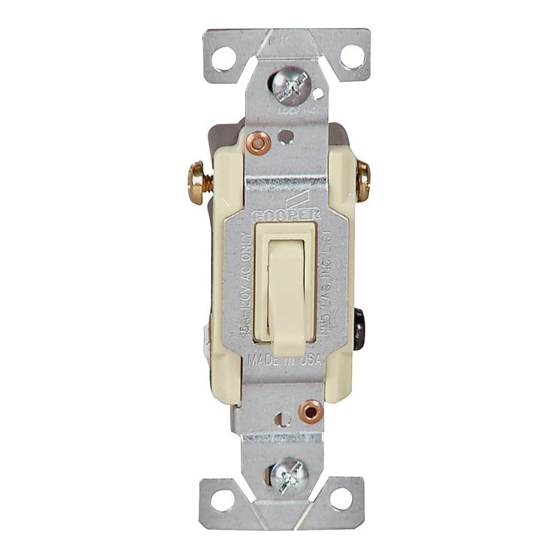 Eaton Wiring Devices 1303V-BOX Toggle Switch, 15 A, 120 V, Polycarbonate Housing Material, Ivory Ivory