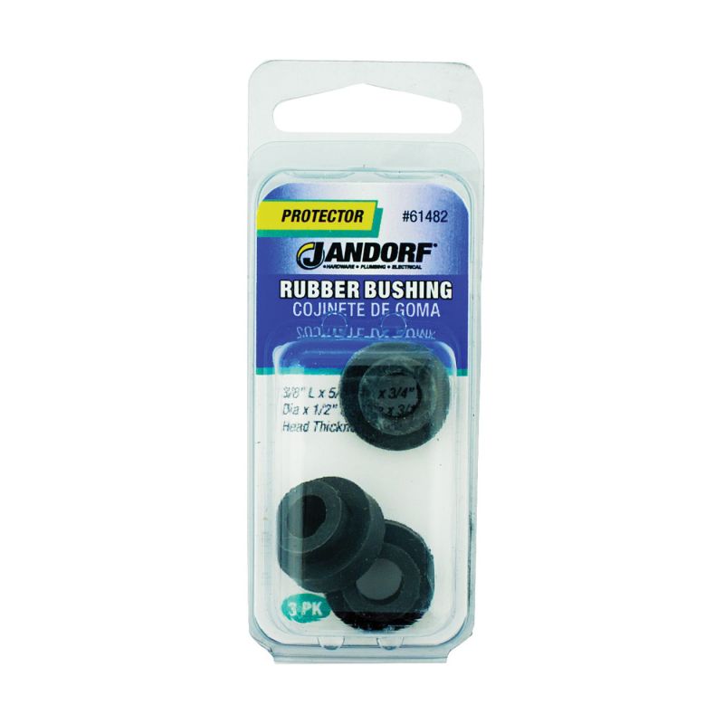 Jandorf 61482 Conduit Bushing, 3/8 in Dia Cable, Rubber, Black, 3/16 in Thick Panel Black