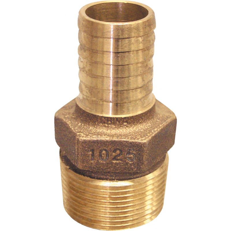 Low Lead Brass Hose Barb Reducing Adapter 1&quot; MIP X 1-1/4&quot; Insert