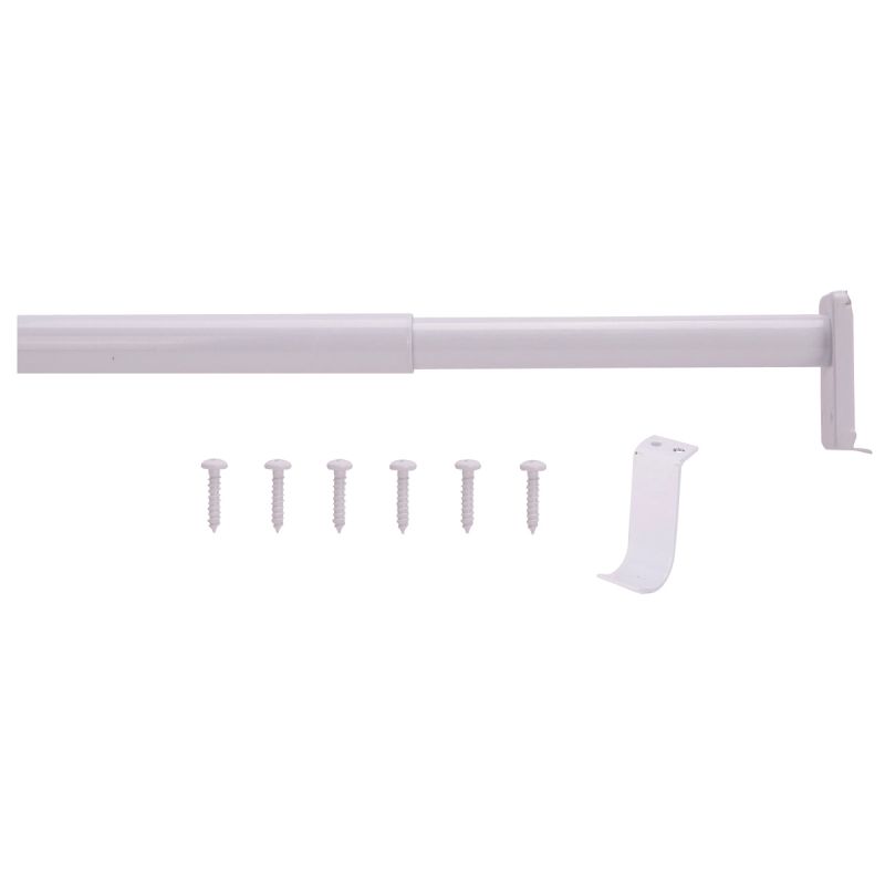 Prosource 21016PHX-PS Adjustable Closet Rod, 72 to 120 in L, Steel White