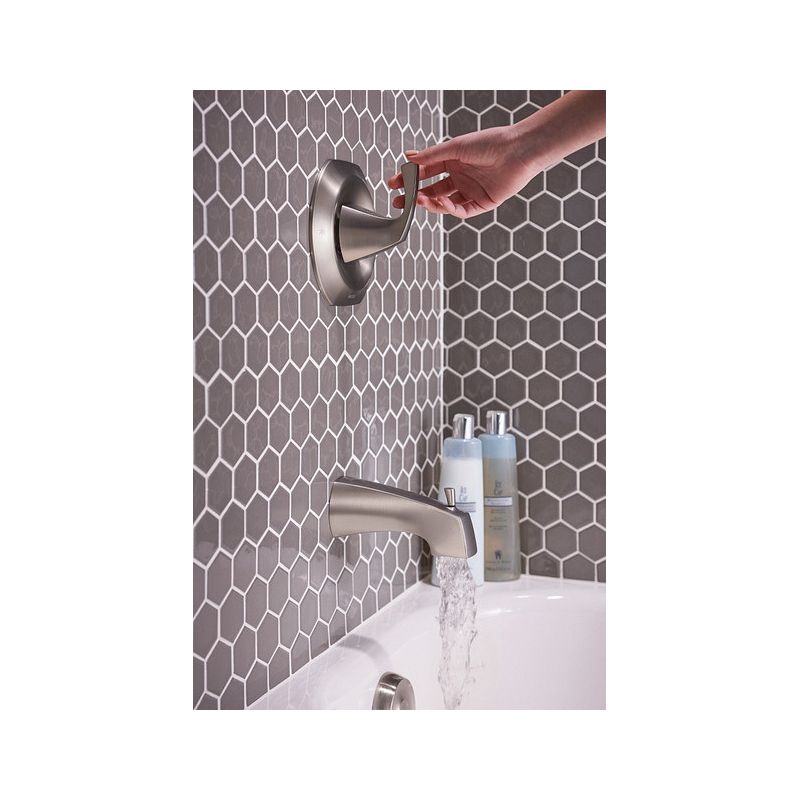 Moen Lindor Posi-Temp 82504SRN Tub and Shower Faucet, Single Function Showerhead, 1.75 gpm Showerhead, 1-Handle