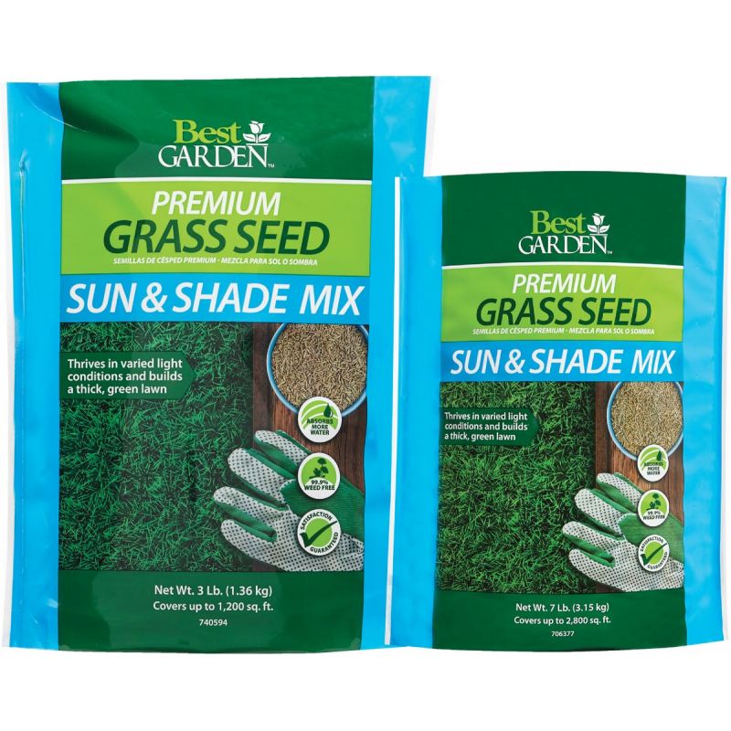 Best Garden Premium Sun &amp; Shade Grass Seed Fine Texture, Very Dark Green Color