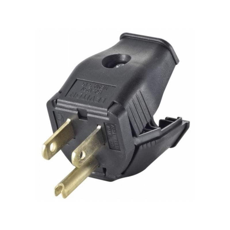 Leviton 000-3W101-00E Electrical Plug, 2 -Pole, 15 A, 125 V, Black Black