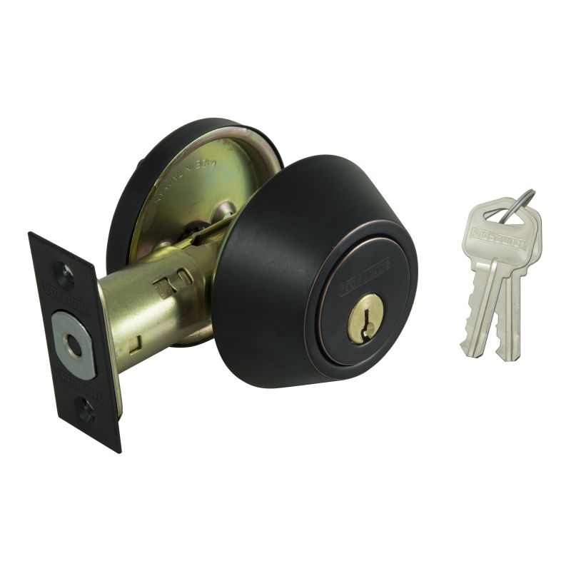 ProSource DBX1V-PS Deadbolt, 3 Grade, Aged Bronze, 2-3/8 to 2-3/4 in Backset, KW1 Keyway, 1-3/8 to 1-3/4 in Thick Door