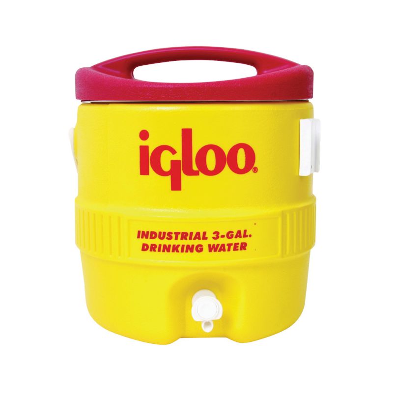 IGLOO 400 Series 00000431 Water Cooler, 3 gal Tank, Drip Resistant Spigot, Polyethylene, Red/Yellow Red/Yellow, 3 Gal