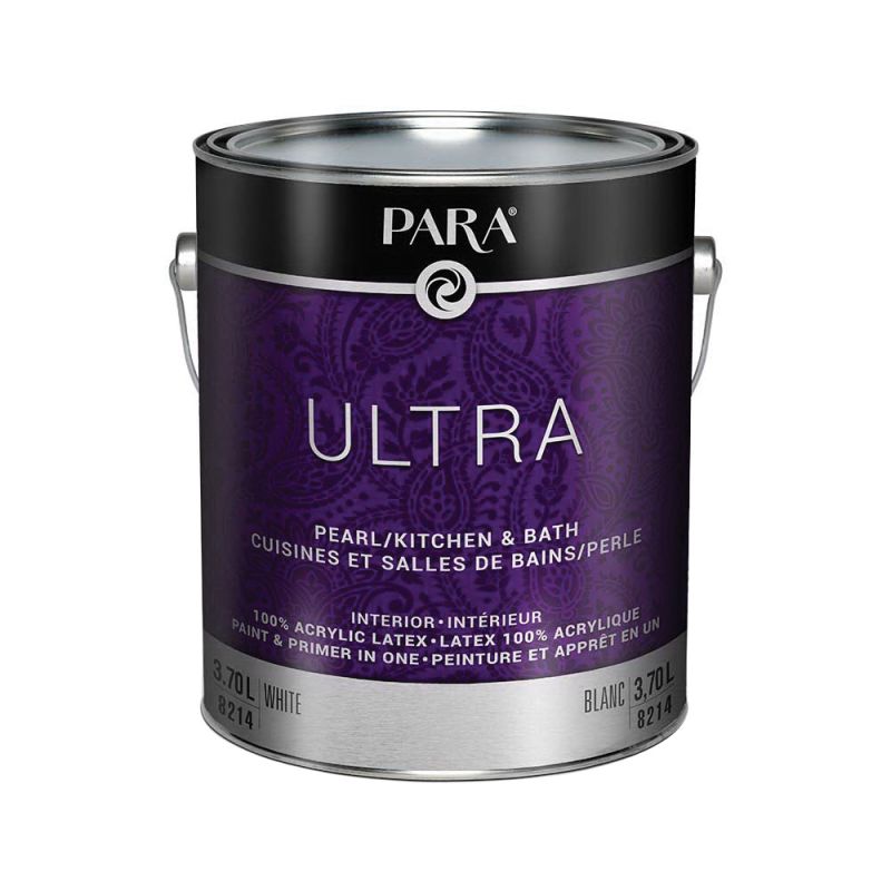 Para 8211-14 Kitchen and Bath Paint, Pearl, Medium, 1 qt, Latex, Solvent, Water Medium