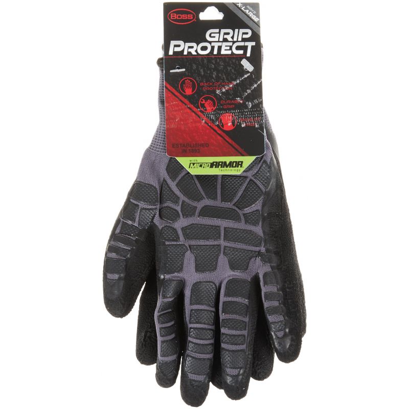 Boss Grip Protect Coated Glove with Micro Armor XL, Black &amp; Gray