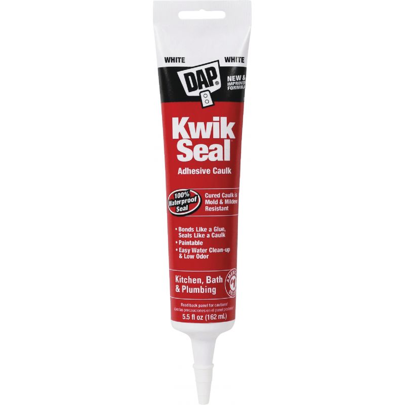 Dap Kwik Seal Kitchen &amp; Bath Adhesive Caulk White, 5.5 Oz.