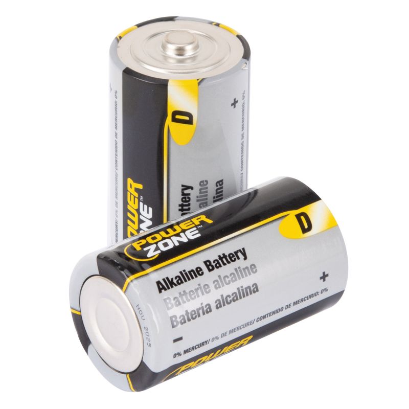 PowerZone LR20-4P-DB Battery, 1.5 V Battery, D Battery, Zinc, Manganese Dioxide, and Potassium Hydroxide