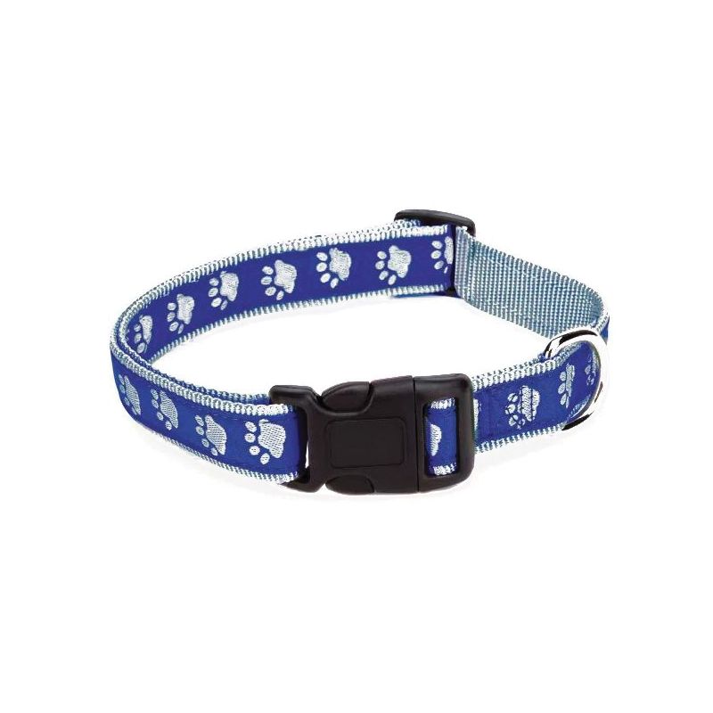 Casual Canine ZA8871 06 19 Dog Collar, 6 to 10 in L Collar, 3/8 in W Collar, Nylon, Blue, Two Tone Paw Print Blue