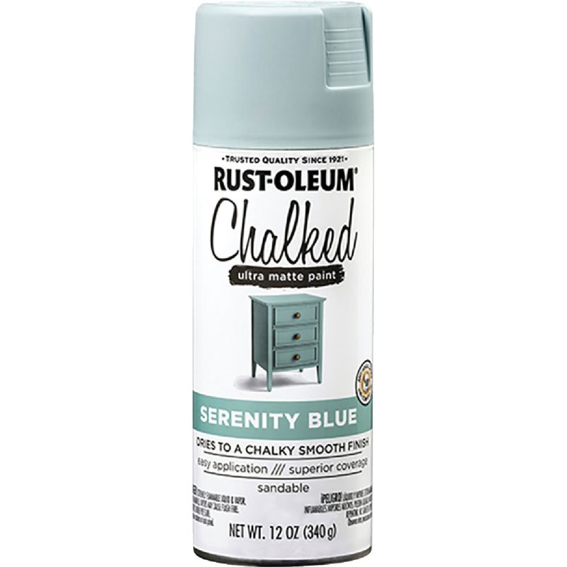 Rust-Oleum Chalked Ultra Matte Spray Paint Serenity Blue, 12 Oz.