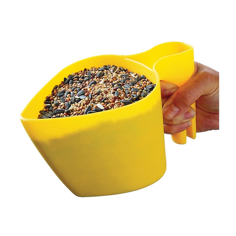 Perky-Pet Scoop N&#039; Fill 300-12 Bird Seed Scoop, Plastic, Bright Yellow, For: Bird Feeder Bright Yellow