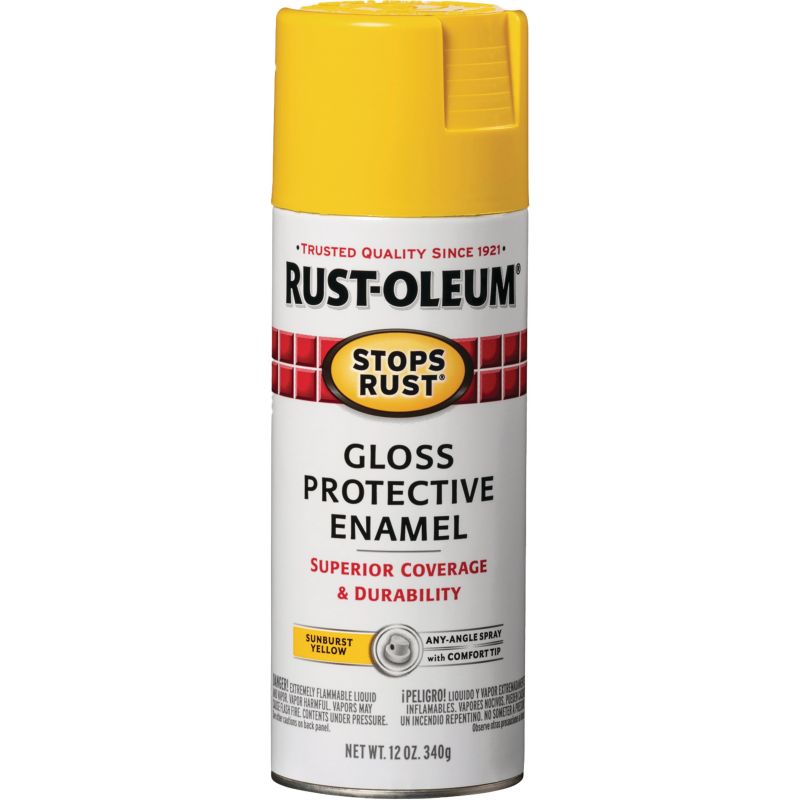 Rust-Oleum Stops Rust Protective Enamel Spray Paint Sunburst Yellow, 12 Oz.
