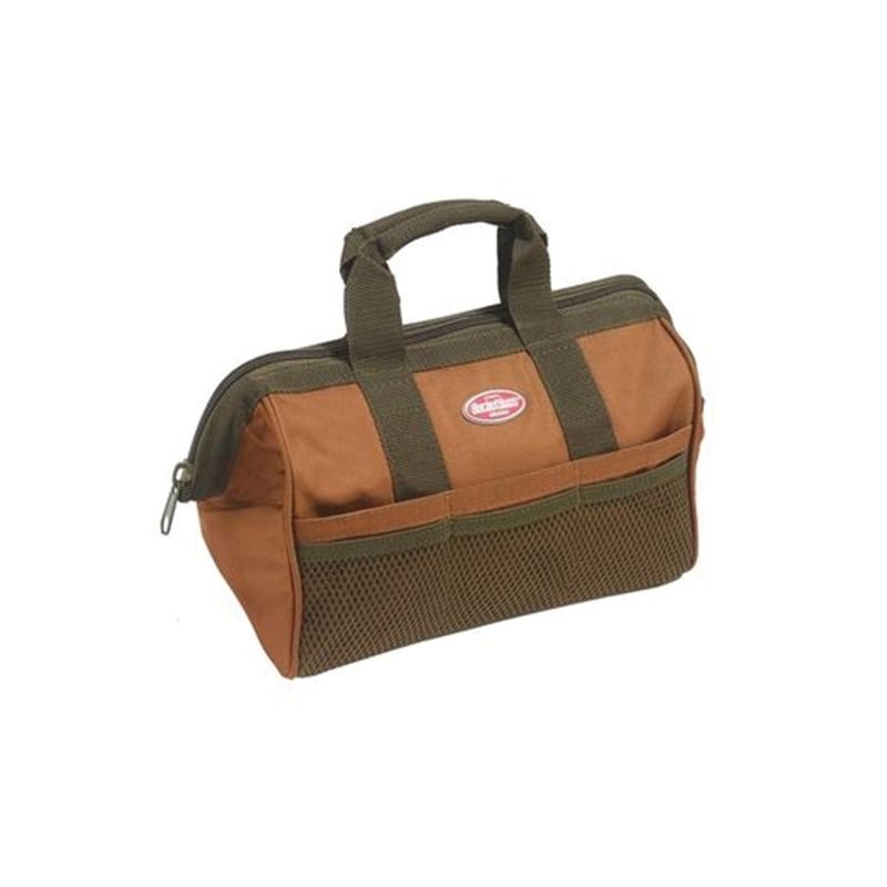 Bucket Boss Professional Series 60013 Gatemouth Tool Bag, 13 in W, 8 in D, 10 in H, 6-Pocket, Poly Ripstop Fabric Brown