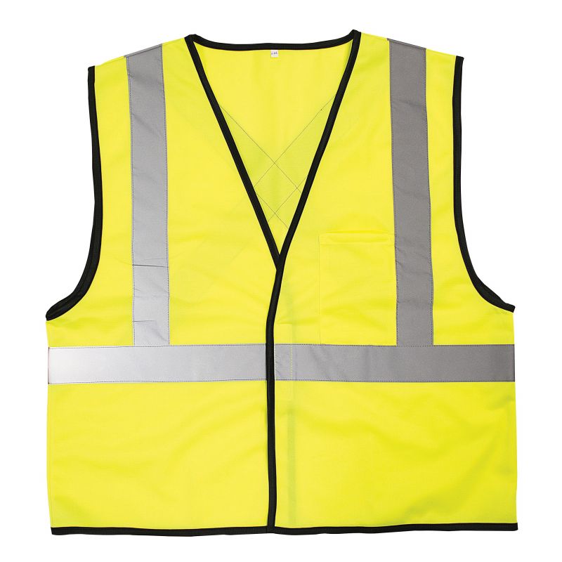 Safety Works SWX00262-02 Safety Vest, One-Size, Polyester, Lime Green, Hook-and-Loop One-Size, Lime Green