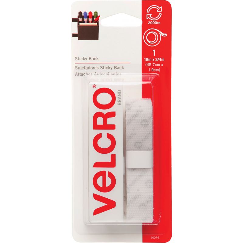 VELCRO Brand Sticky Back Reclosable Hook &amp; Loop Roll White