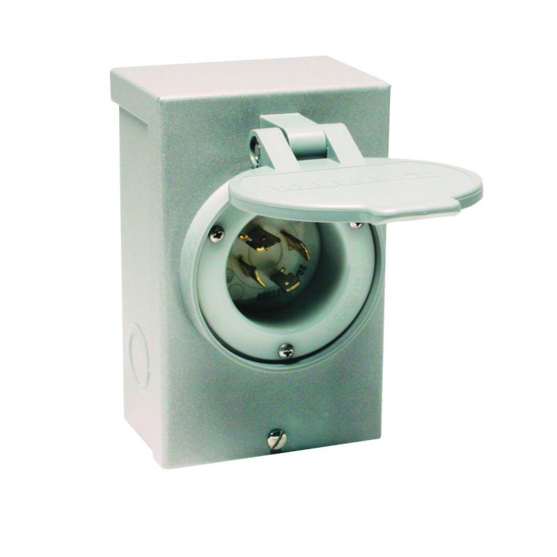 Reliance Controls PB20 Power Inlet Box, 20 A, 125/250 V, Gray Gray